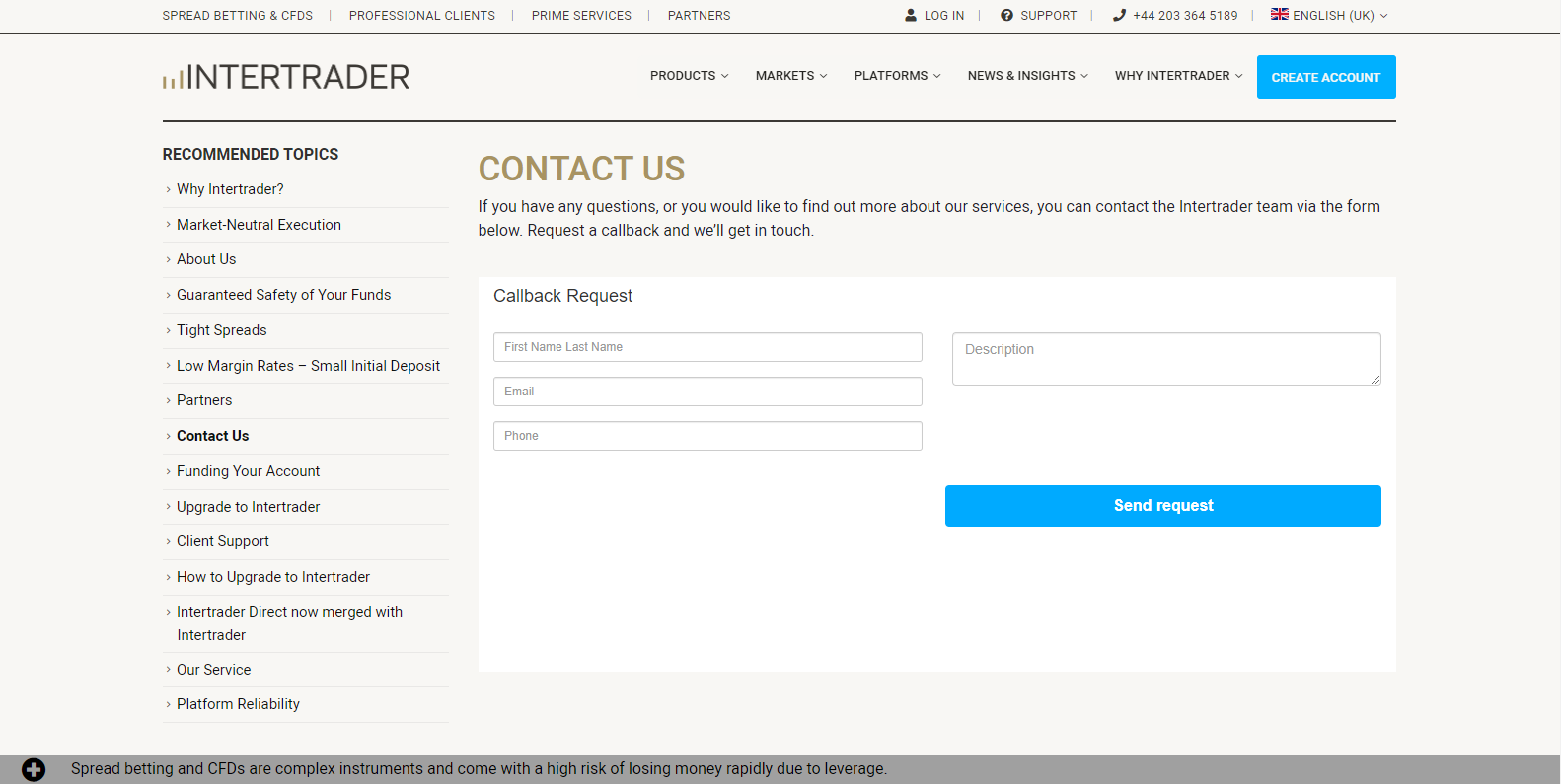 Intertrader customer support center